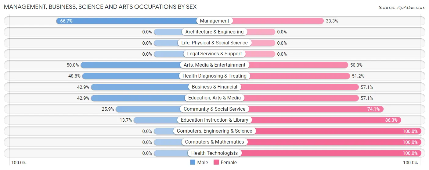 Management, Business, Science and Arts Occupations by Sex in New York Mills