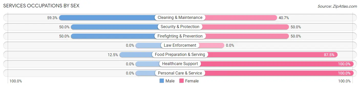 Services Occupations by Sex in Nicollet