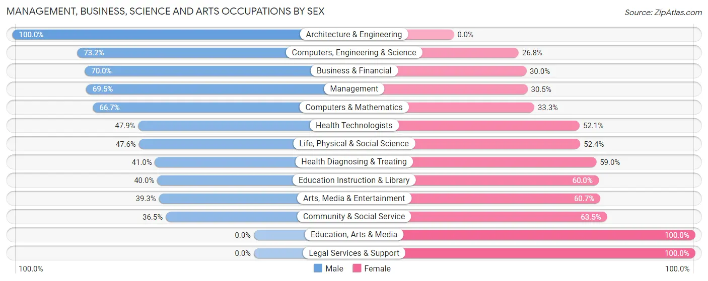 Management, Business, Science and Arts Occupations by Sex in Nisswa