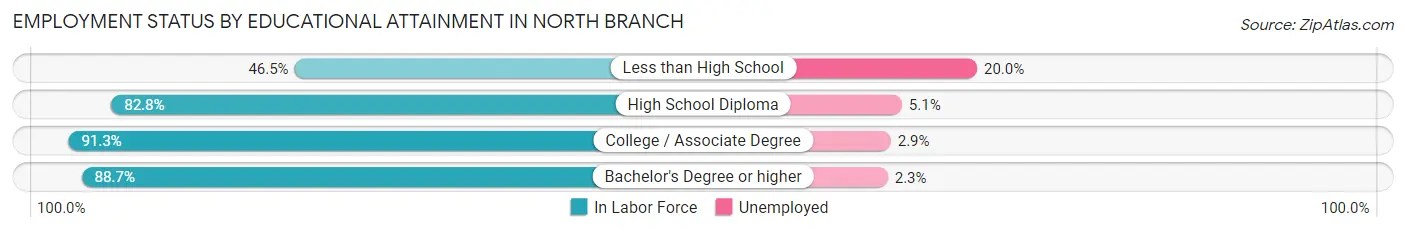 Employment Status by Educational Attainment in North Branch