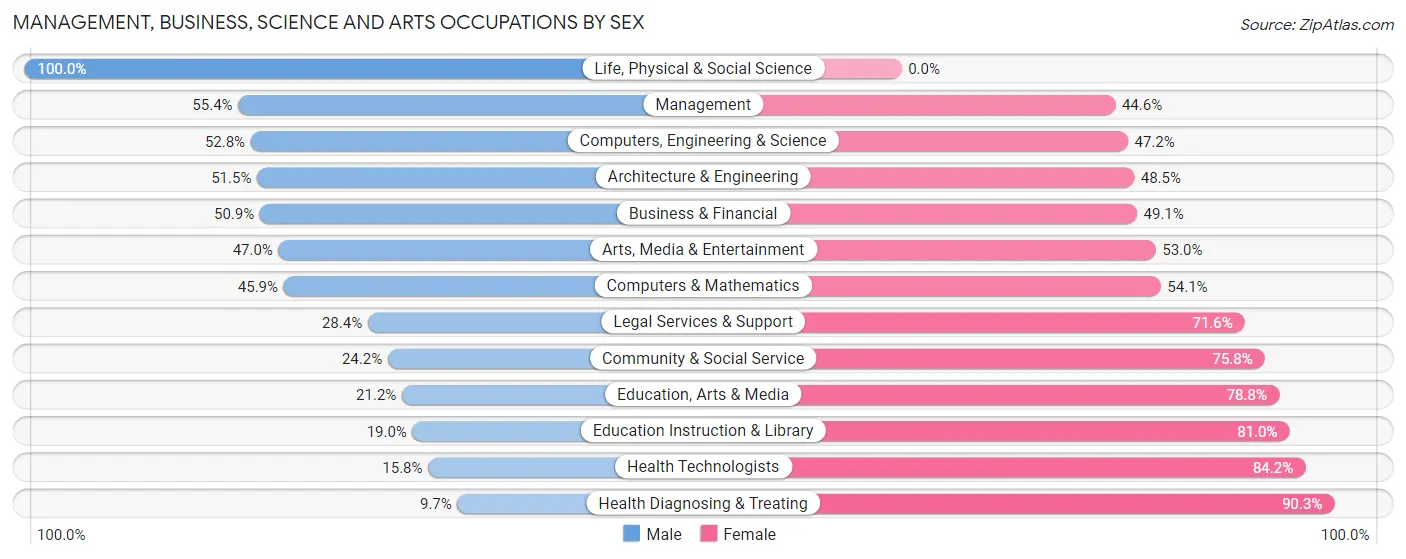 Management, Business, Science and Arts Occupations by Sex in North Branch