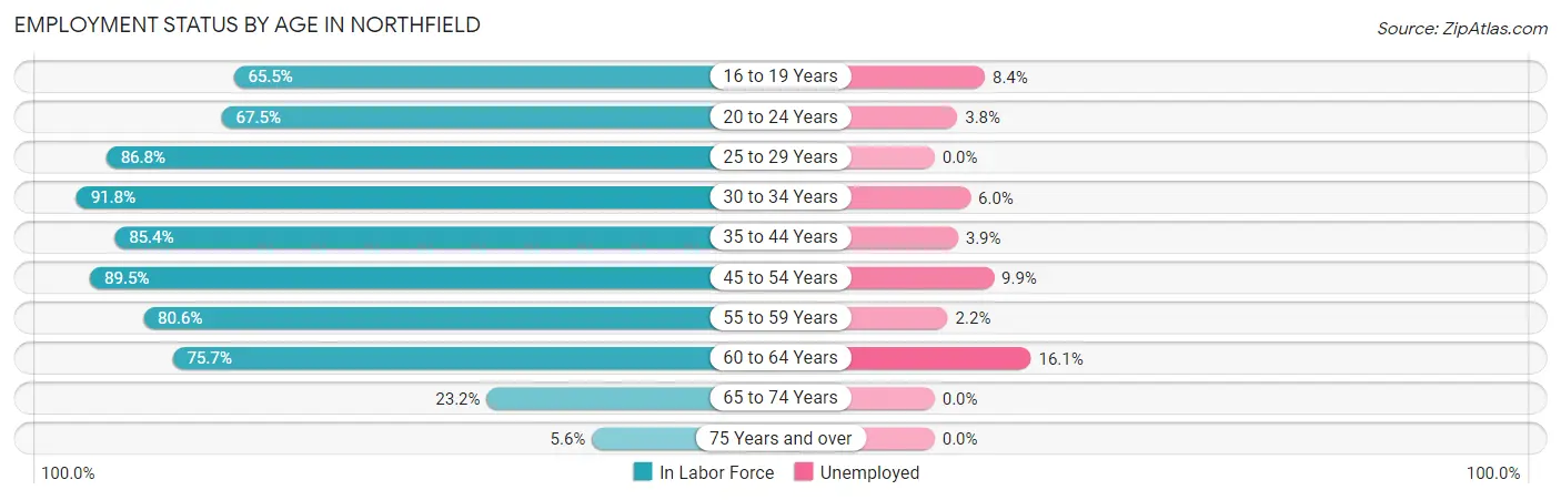 Employment Status by Age in Northfield