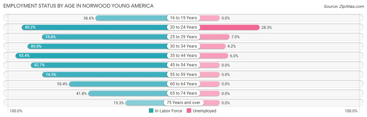 Employment Status by Age in Norwood Young America