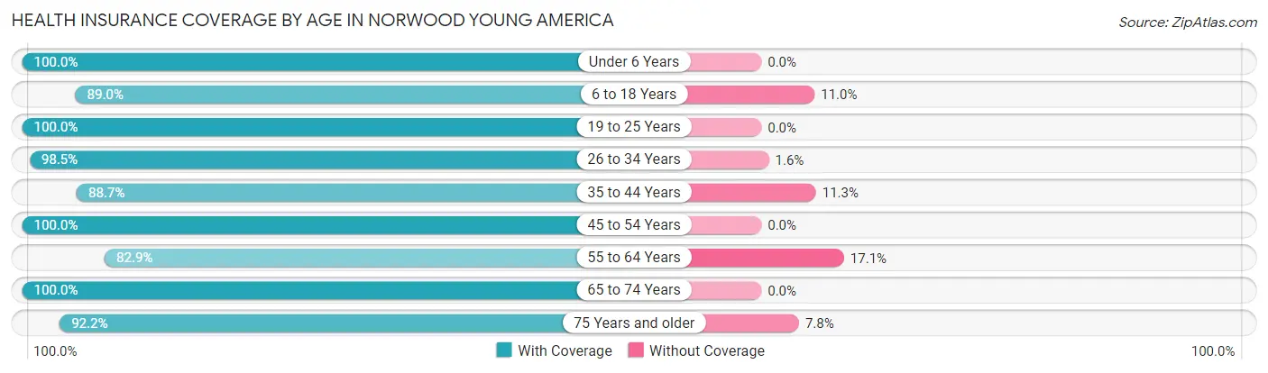 Health Insurance Coverage by Age in Norwood Young America