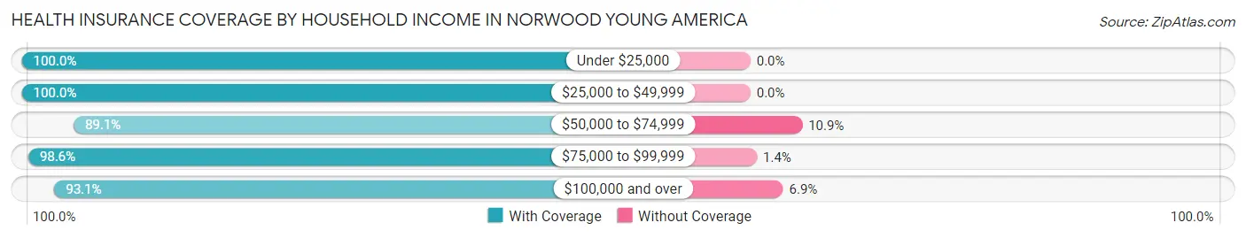 Health Insurance Coverage by Household Income in Norwood Young America