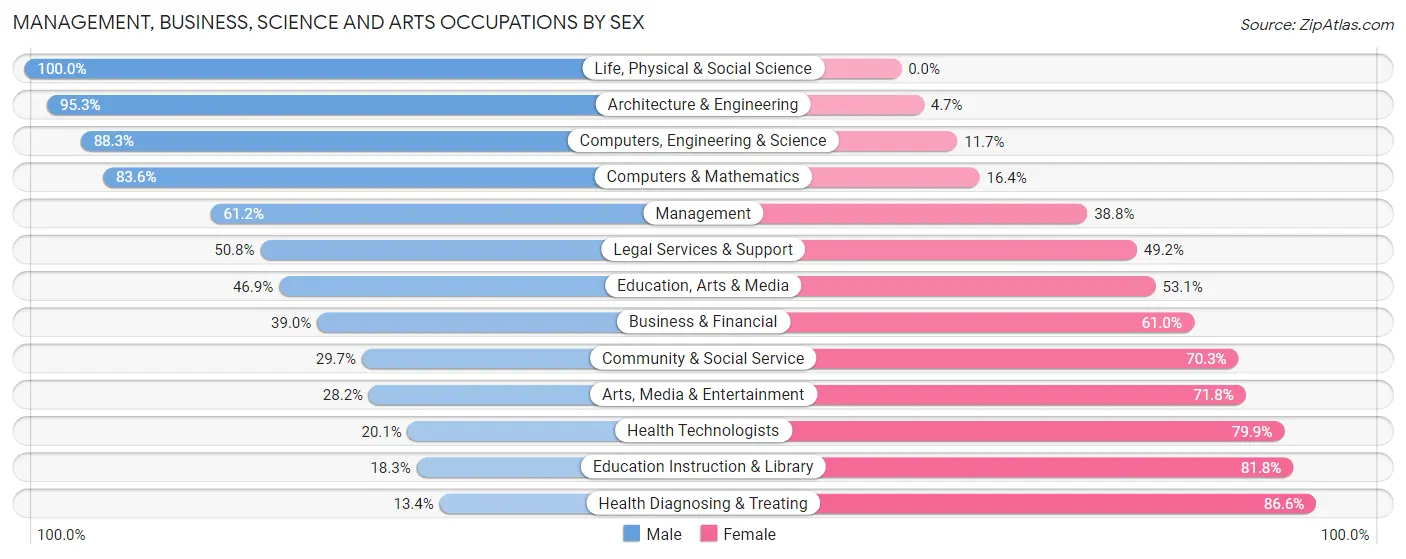 Management, Business, Science and Arts Occupations by Sex in Owatonna