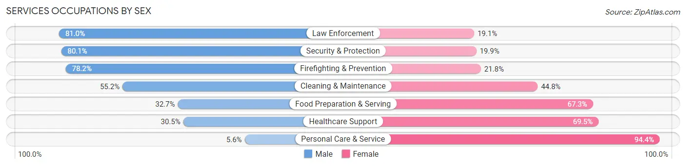 Services Occupations by Sex in Owatonna