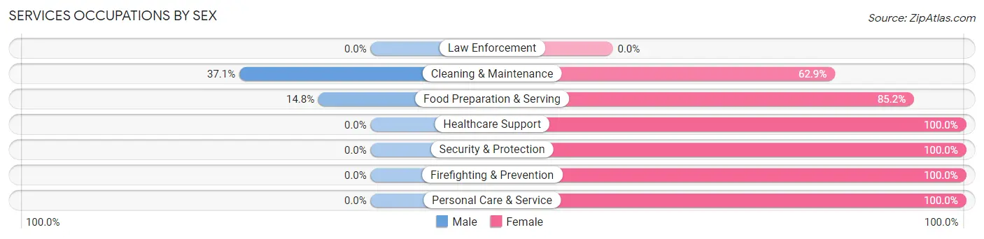 Services Occupations by Sex in Pequot Lakes