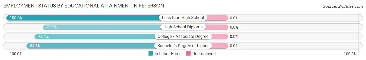 Employment Status by Educational Attainment in Peterson