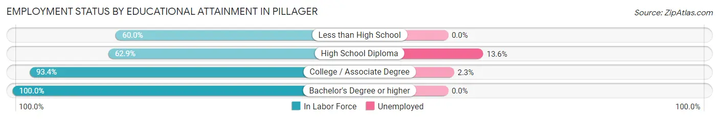 Employment Status by Educational Attainment in Pillager