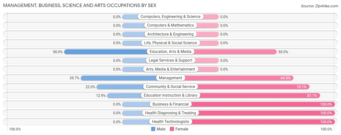 Management, Business, Science and Arts Occupations by Sex in Pillager
