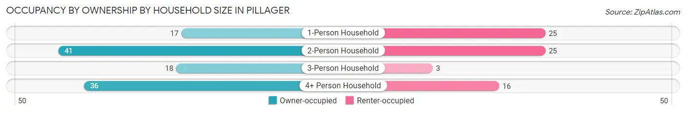 Occupancy by Ownership by Household Size in Pillager