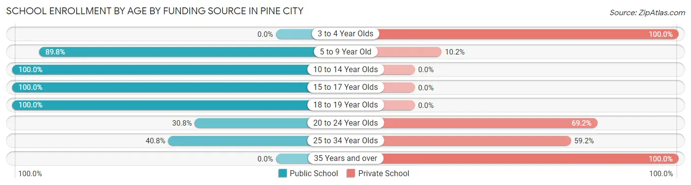 School Enrollment by Age by Funding Source in Pine City