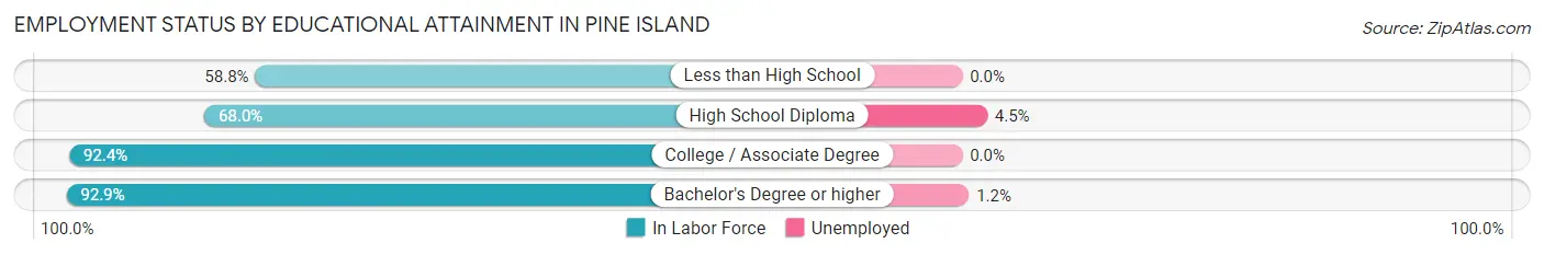 Employment Status by Educational Attainment in Pine Island