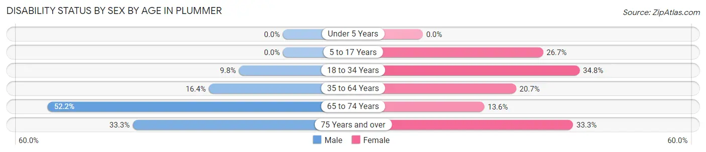 Disability Status by Sex by Age in Plummer