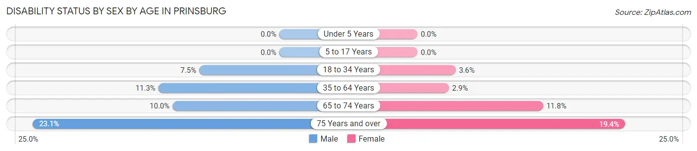 Disability Status by Sex by Age in Prinsburg