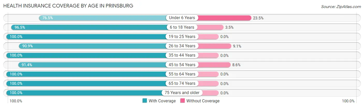 Health Insurance Coverage by Age in Prinsburg