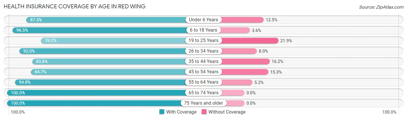 Health Insurance Coverage by Age in Red Wing