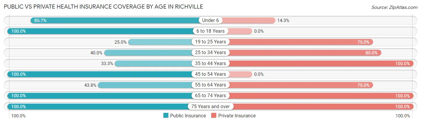 Public vs Private Health Insurance Coverage by Age in Richville