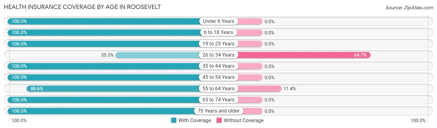 Health Insurance Coverage by Age in Roosevelt