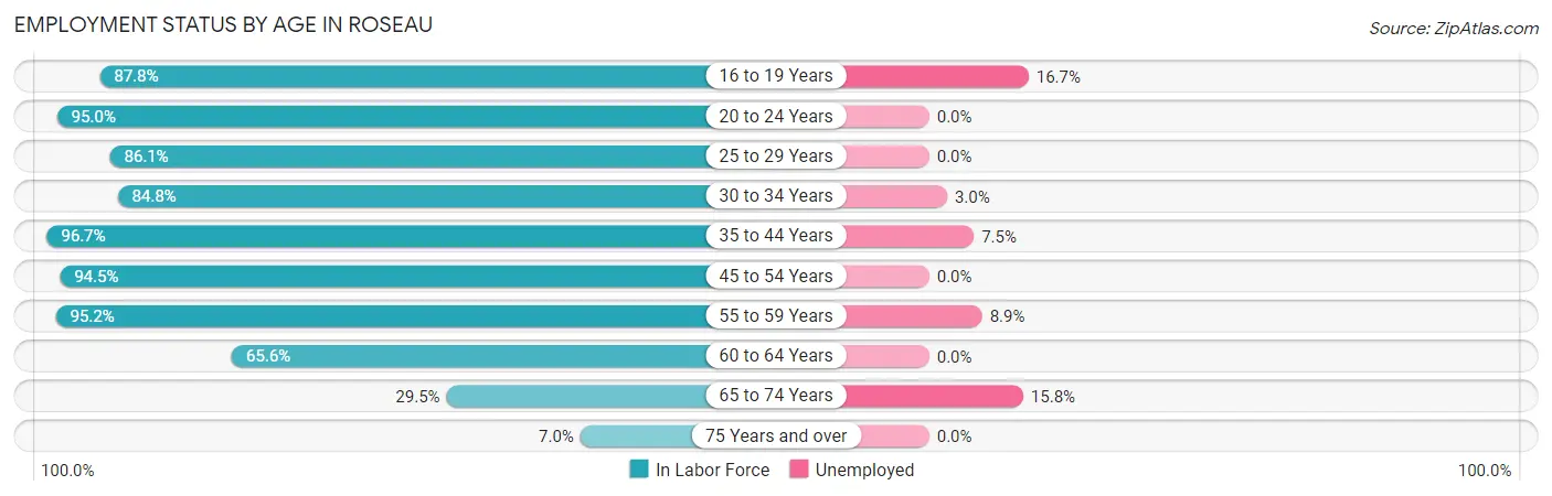 Employment Status by Age in Roseau
