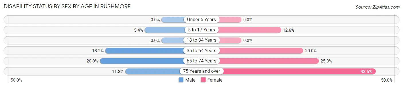 Disability Status by Sex by Age in Rushmore