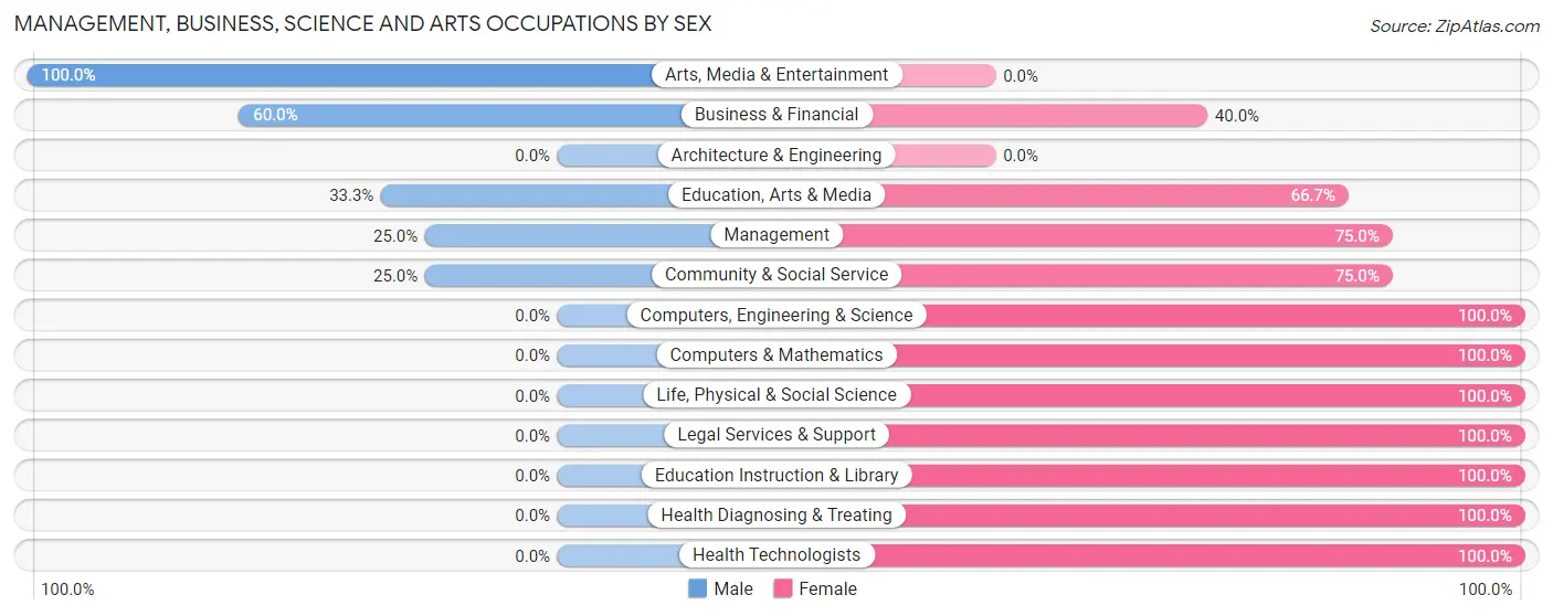 Management, Business, Science and Arts Occupations by Sex in Rushmore