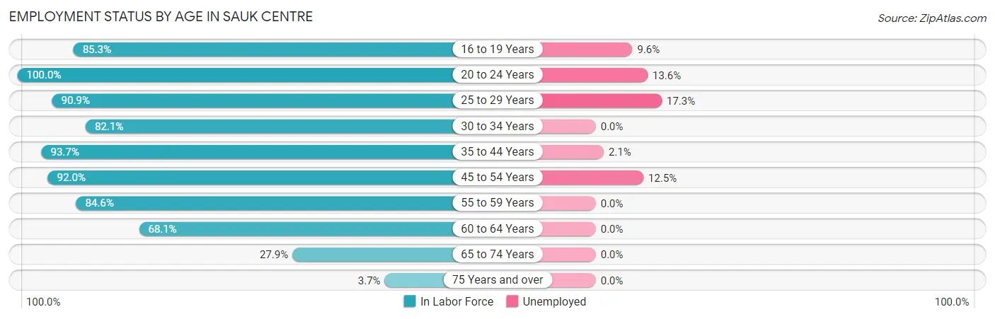 Employment Status by Age in Sauk Centre