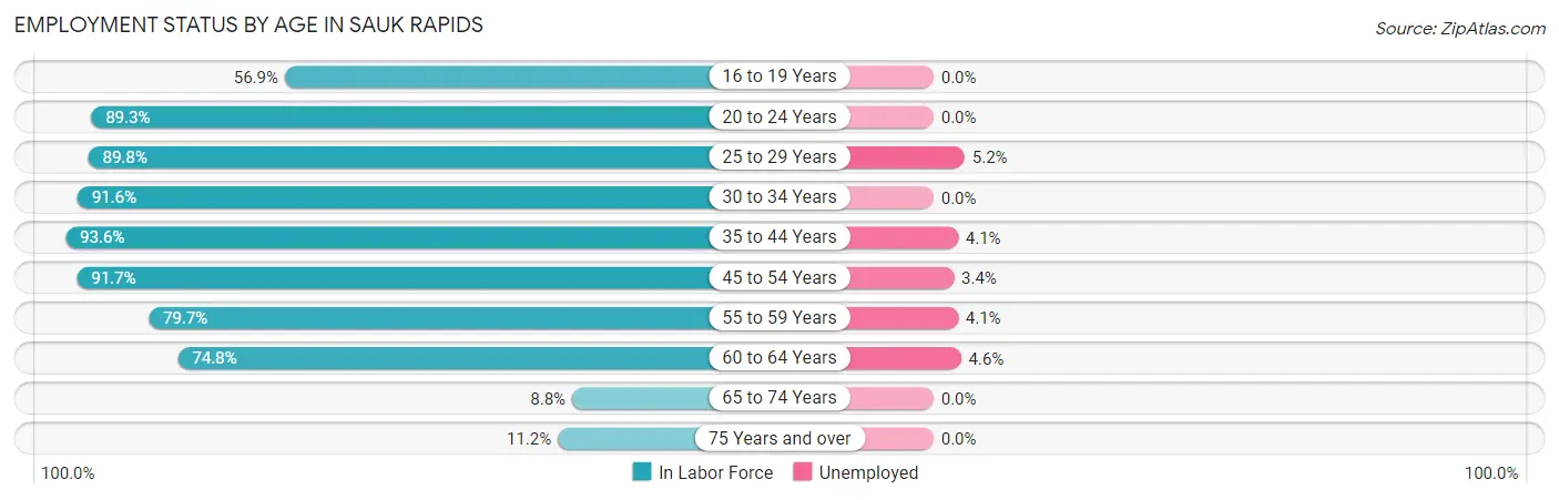 Employment Status by Age in Sauk Rapids