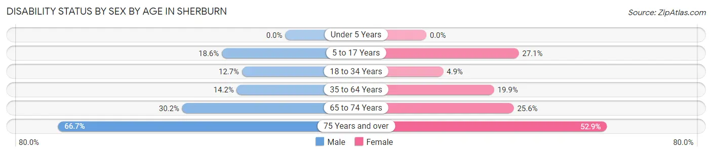 Disability Status by Sex by Age in Sherburn
