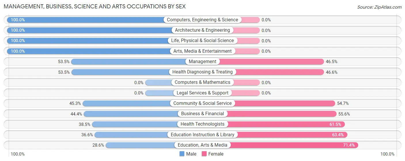 Management, Business, Science and Arts Occupations by Sex in Silver Bay
