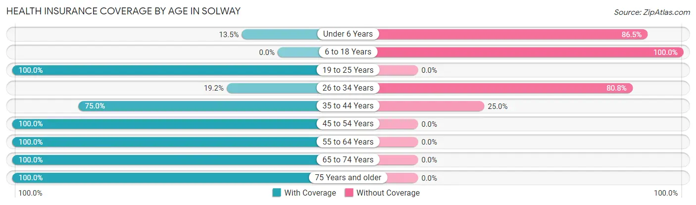 Health Insurance Coverage by Age in Solway