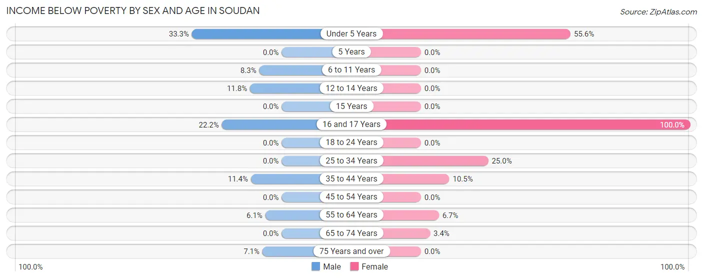 Income Below Poverty by Sex and Age in Soudan