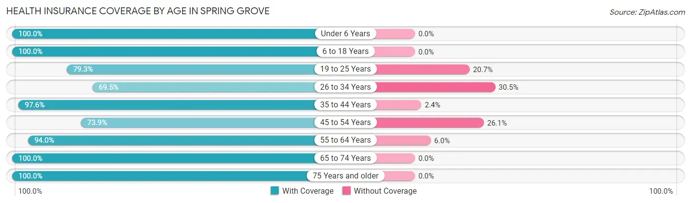 Health Insurance Coverage by Age in Spring Grove