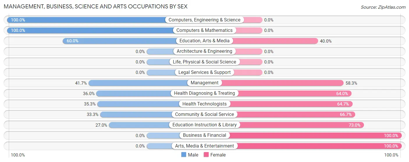 Management, Business, Science and Arts Occupations by Sex in Spring Grove