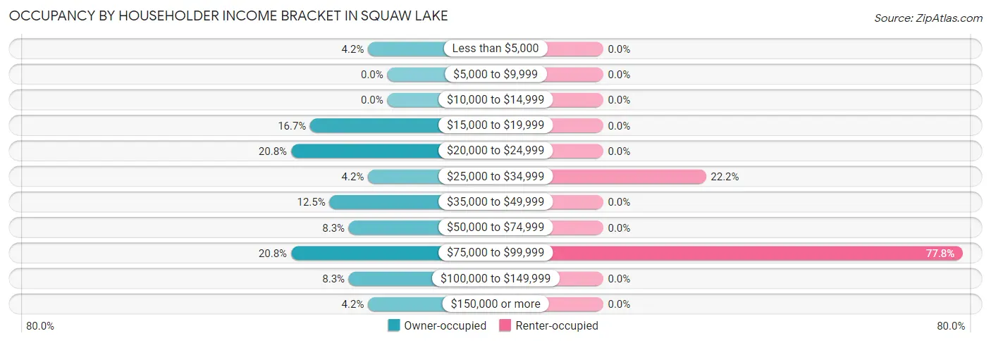 Occupancy by Householder Income Bracket in Squaw Lake