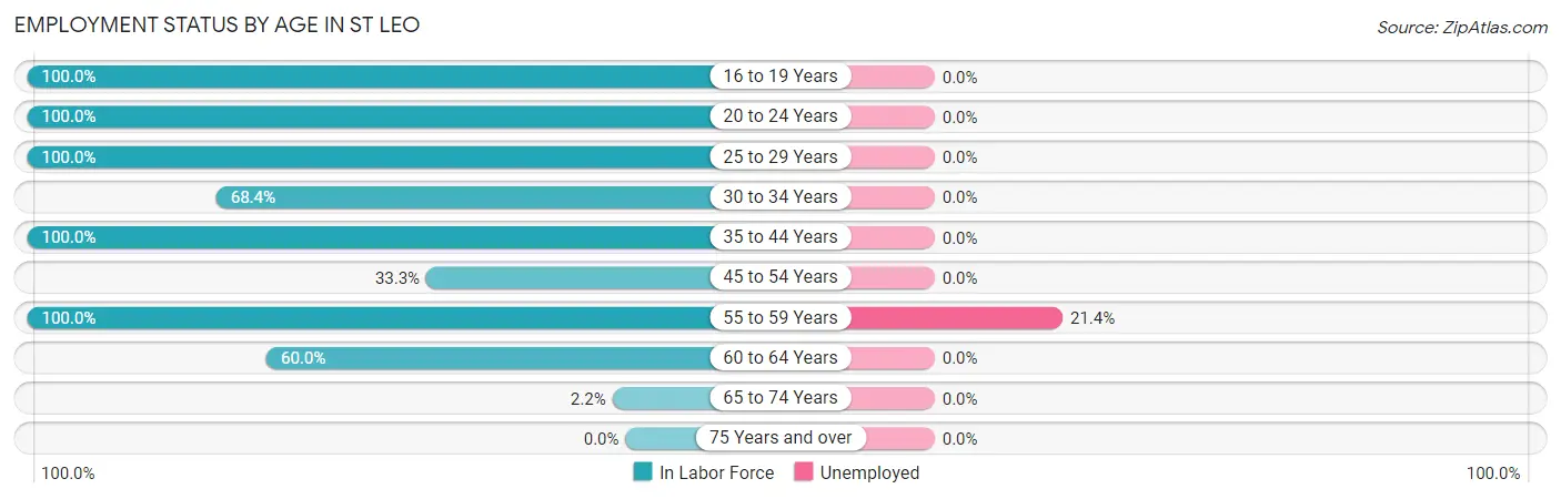 Employment Status by Age in St Leo