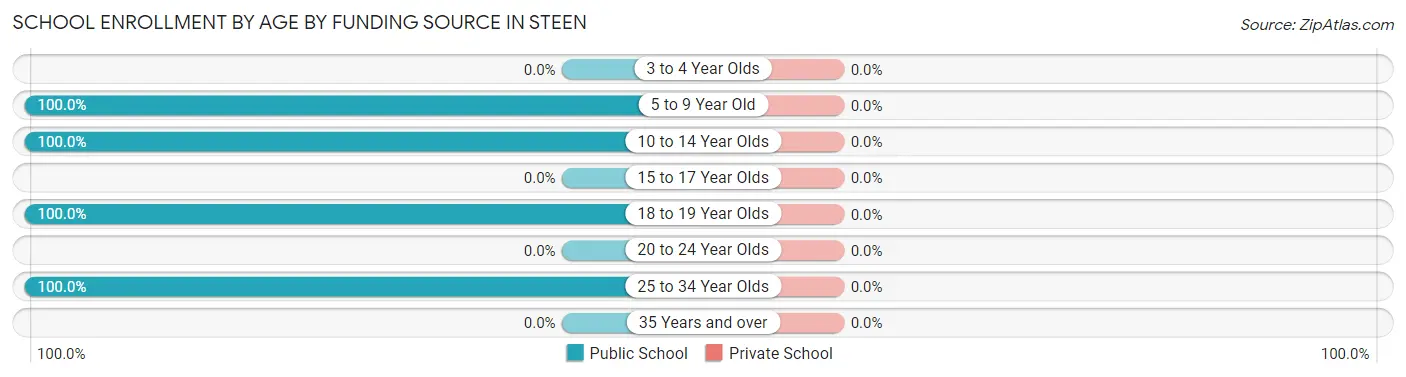 School Enrollment by Age by Funding Source in Steen