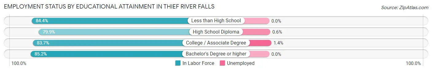 Employment Status by Educational Attainment in Thief River Falls