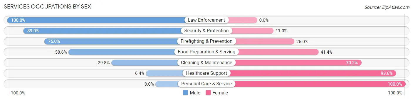 Services Occupations by Sex in Thief River Falls