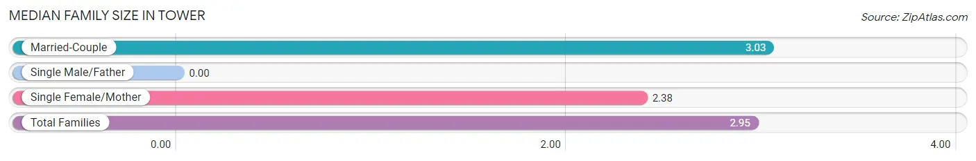 Median Family Size in Tower