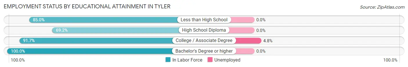 Employment Status by Educational Attainment in Tyler