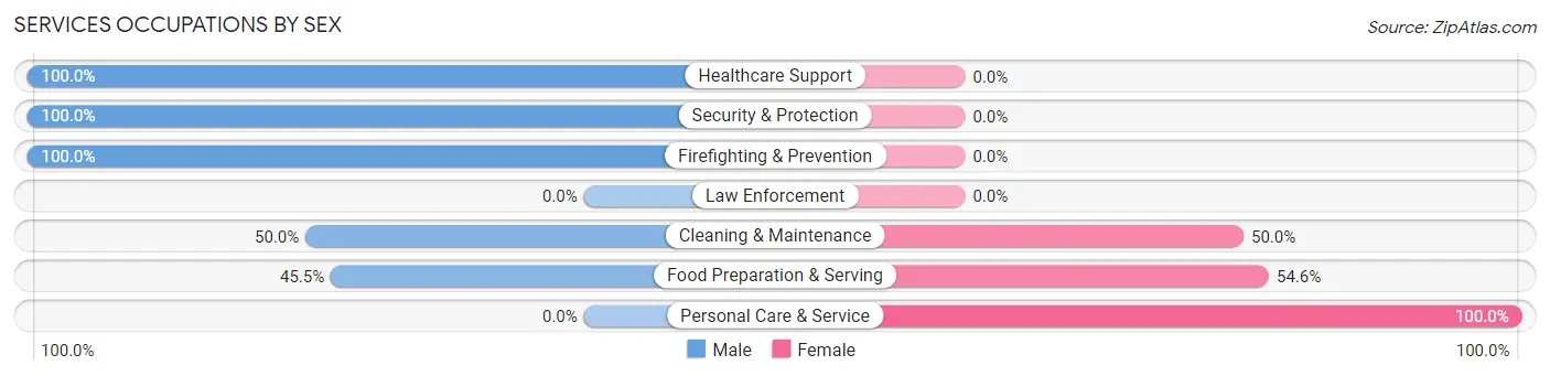 Services Occupations by Sex in Tyler