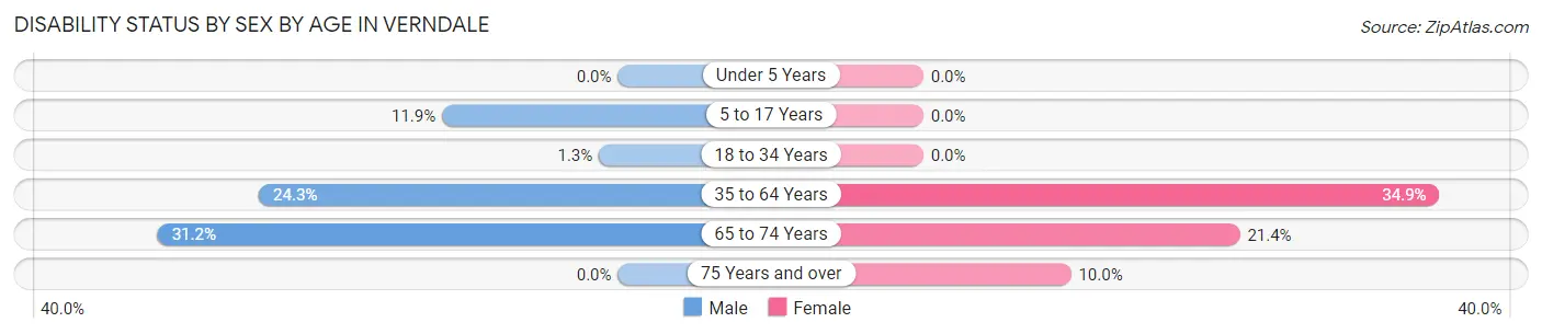 Disability Status by Sex by Age in Verndale