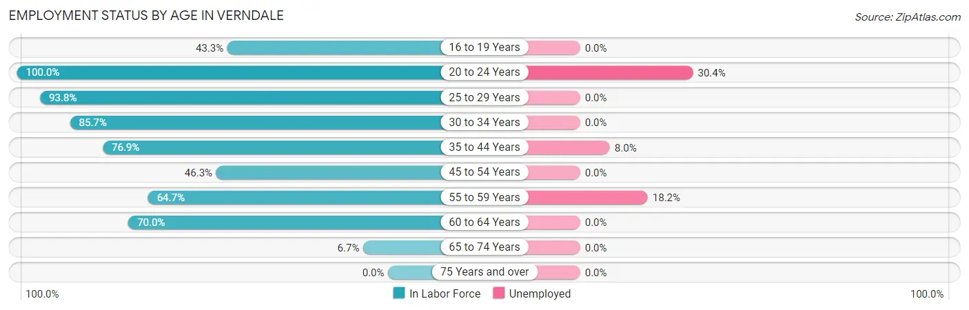Employment Status by Age in Verndale