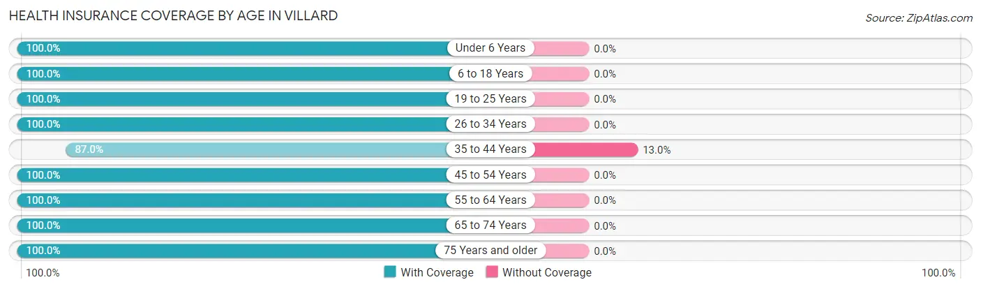 Health Insurance Coverage by Age in Villard