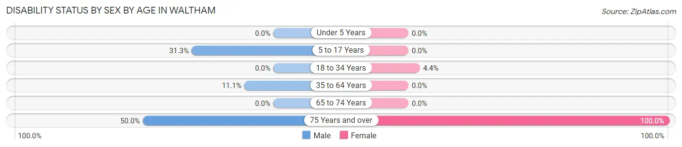 Disability Status by Sex by Age in Waltham