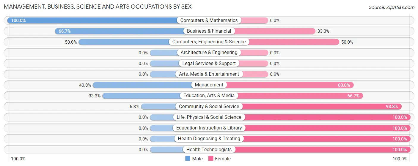 Management, Business, Science and Arts Occupations by Sex in Willow River
