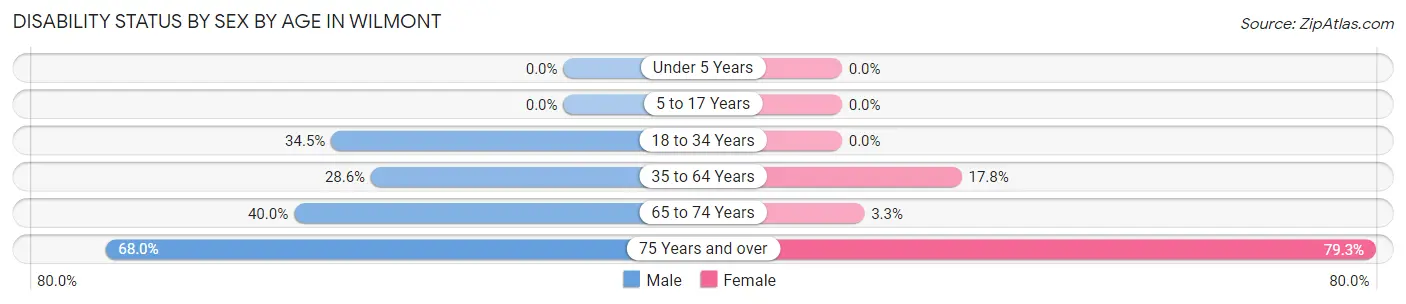 Disability Status by Sex by Age in Wilmont