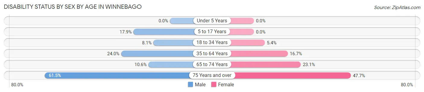 Disability Status by Sex by Age in Winnebago